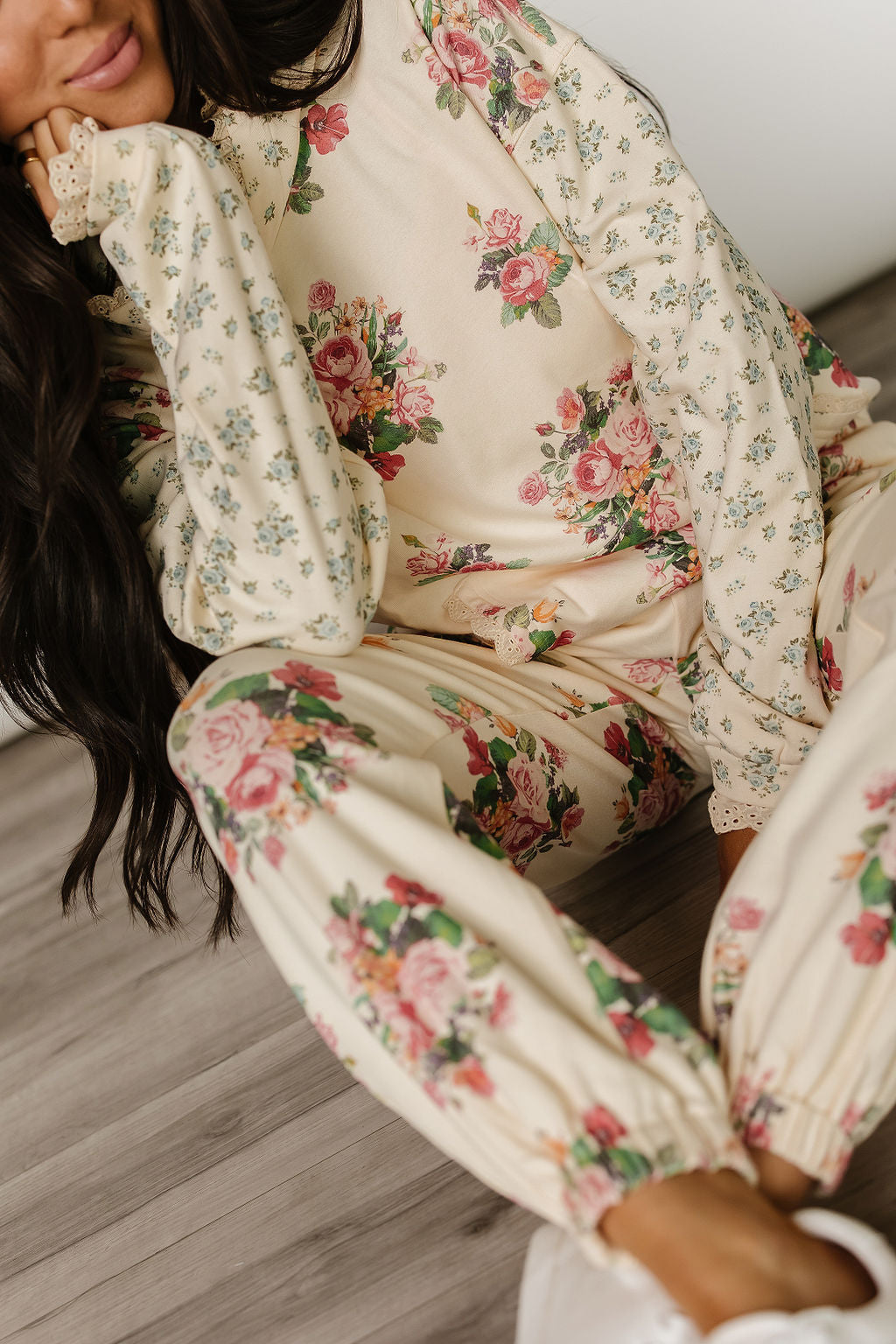 Lace Pocket Joggers - Golden Hour Garden