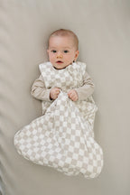 Taupe Checkered Bamboo Sleep Sack