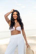Golden Isle Pink Textured Ring Bikini Top SALE