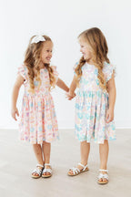 Off to the Circus Flutter Sleeve Twirl Dress