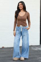 Lottie Wide Leg Cropped Tie Jeans SALE