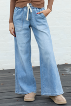 Lottie Wide Leg Cropped Tie Jeans SALE