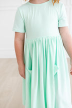 Pastel Green S/S Pocket Twirl Dress