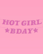 Hot Girl Bday Banner - purple glitter banner