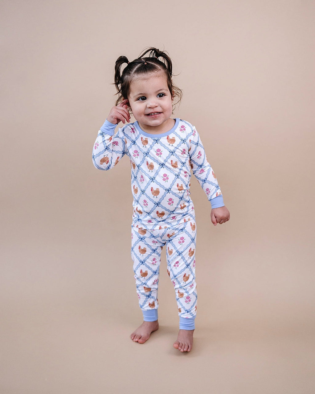 Bamboo Two Piece Set | Chickens & Flowers