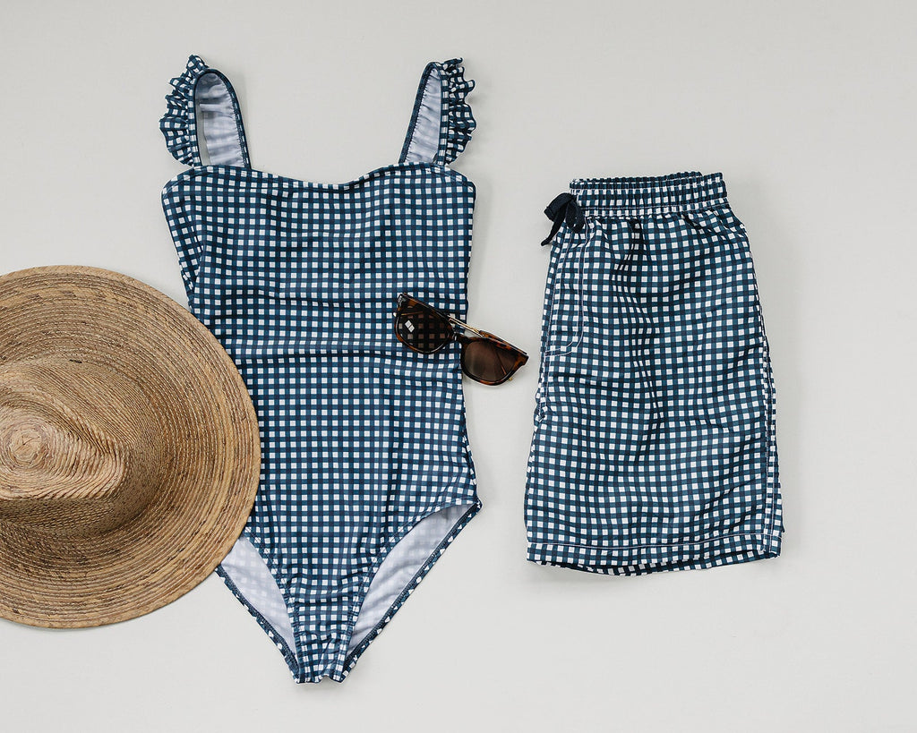 Navy Gingham Women’s One-Piece swimsuit