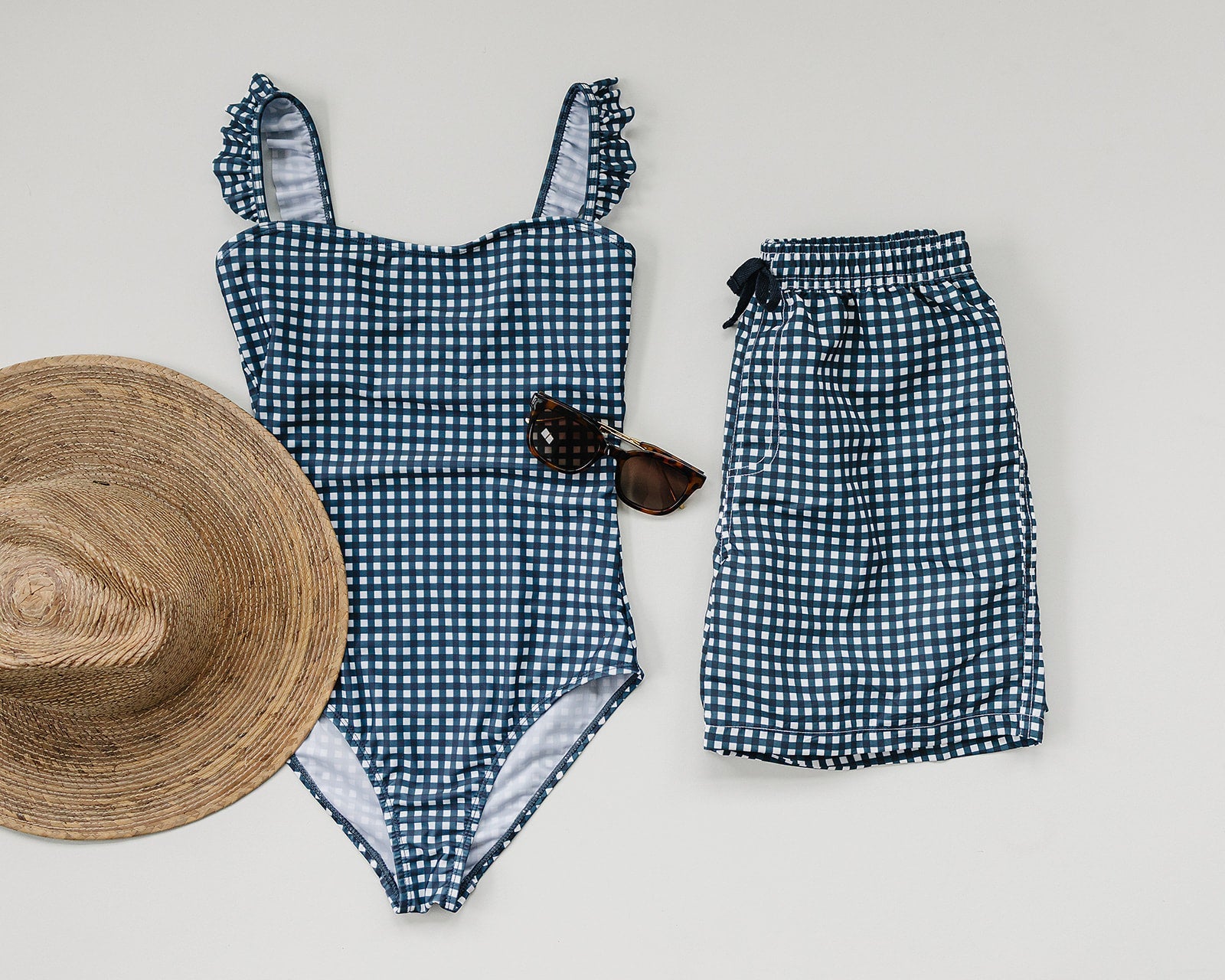 Navy Gingham Women’s One-Piece swimsuit