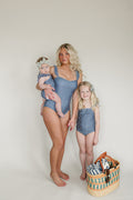 Navy Gingham Women’s One-Piece swimsuit