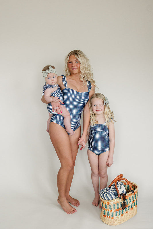 Navy Gingham Women’s One-Piece swimsuit