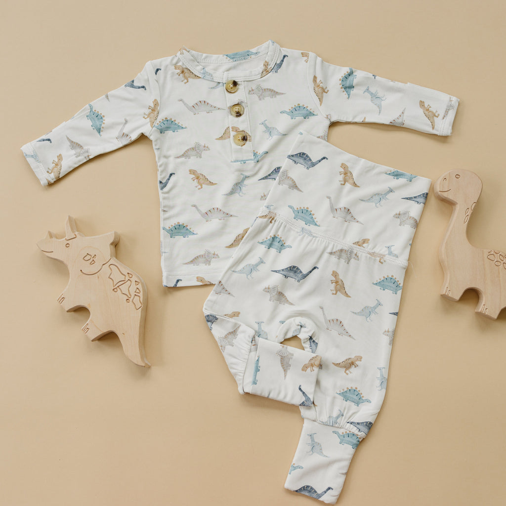 Snugglesaurus 2pc Henley Bamboo Pajamas