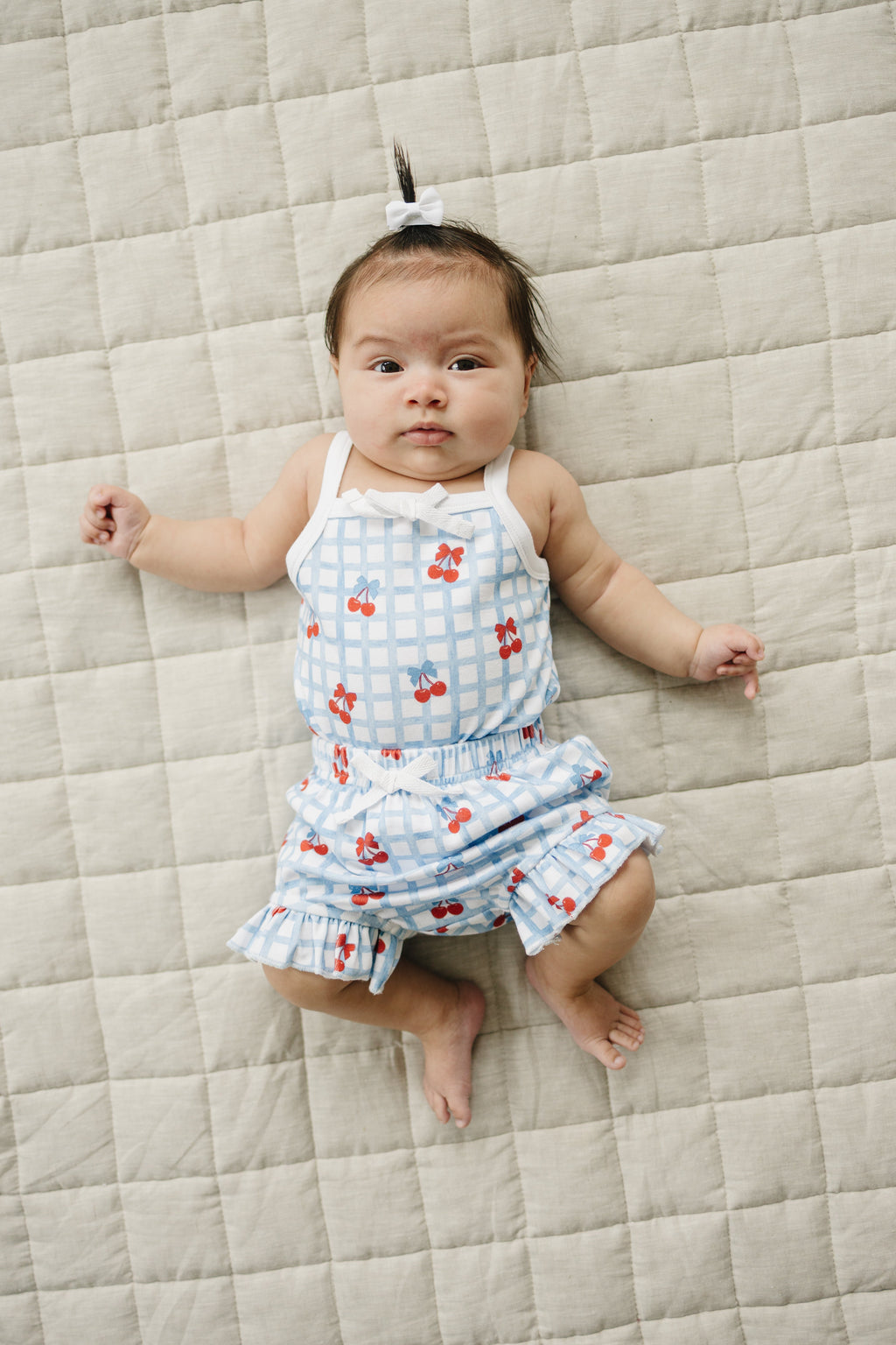 Gingham Cherry Shorts Set
