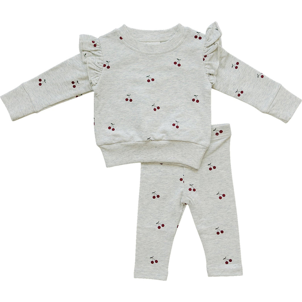 Cherry Ruffle French Terry Set