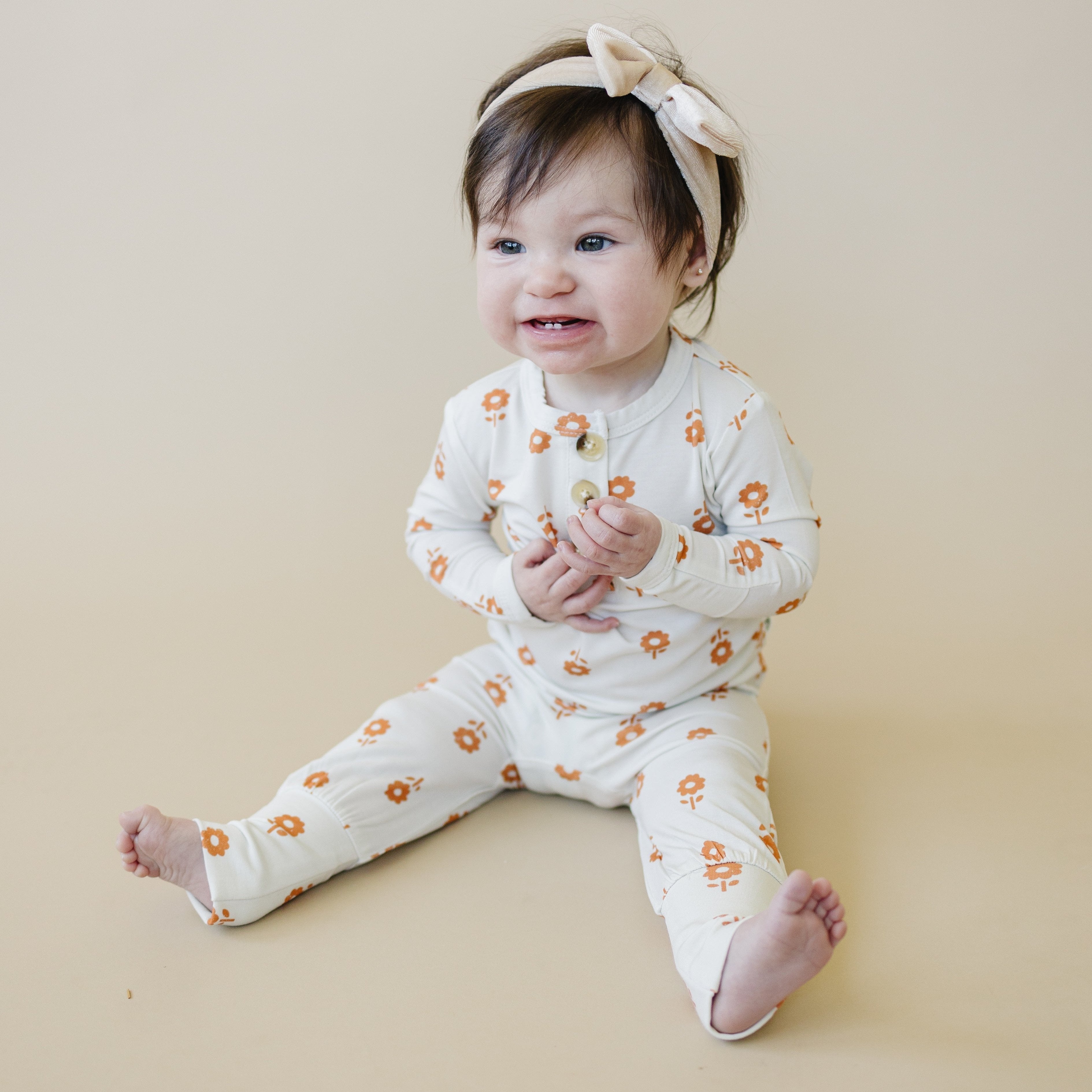 Pumpkin Posie 2pc Henley Bamboo Pajamas