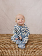 Blue Checkered Bamboo Zipper