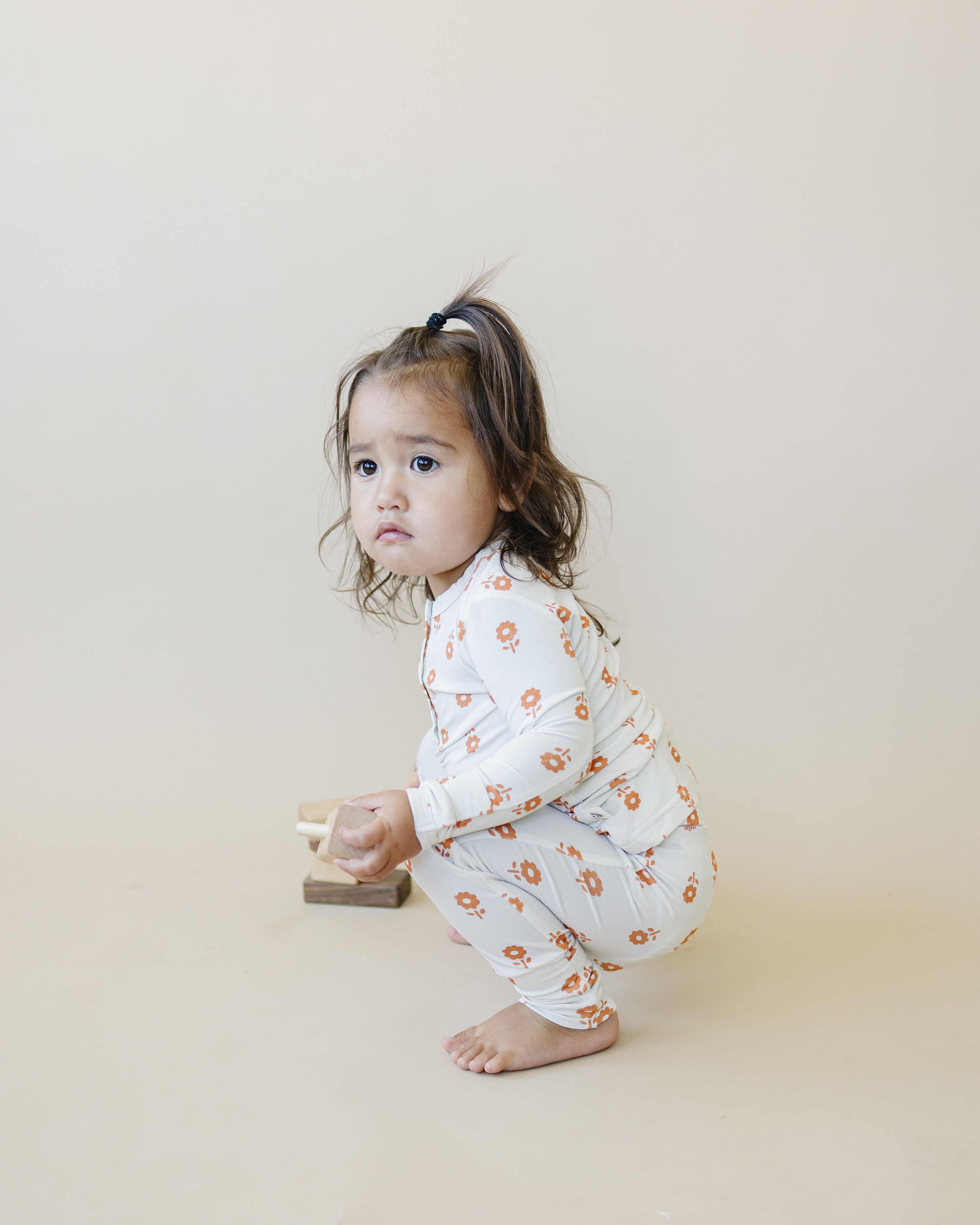 Pumpkin Posie 2pc Henley Bamboo Pajamas