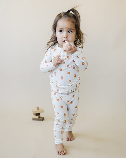 Pumpkin Posie 2pc Henley Bamboo Pajamas