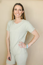 Women's Ribbed Bamboo Pajama Top & Bottom Set
