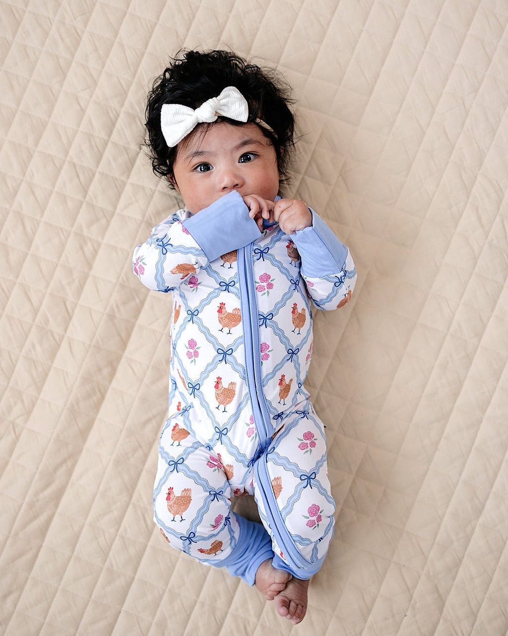 Bamboo Zip Romper | Chickens & Flowers