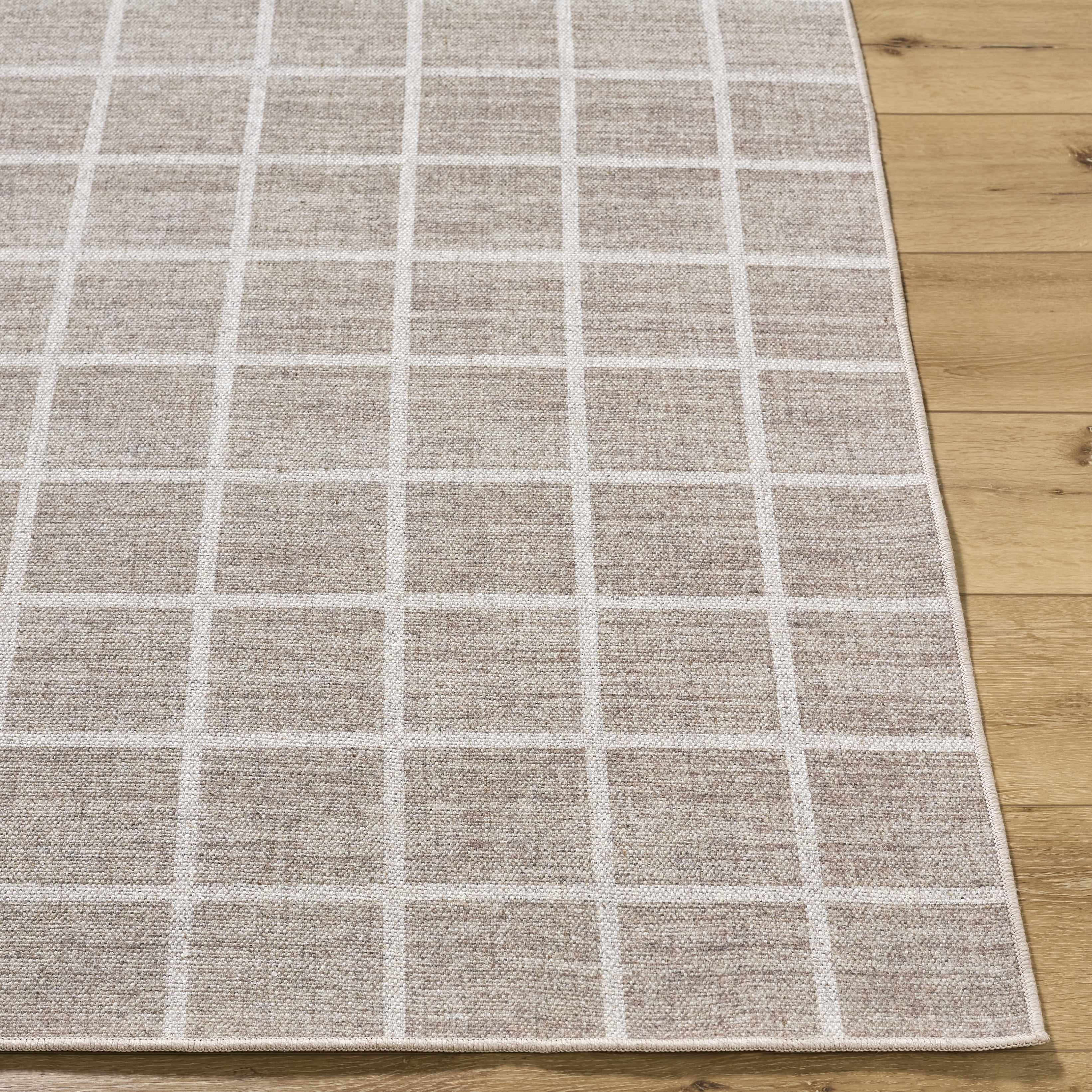 Anicet Checkered Washable Wool Area Rug