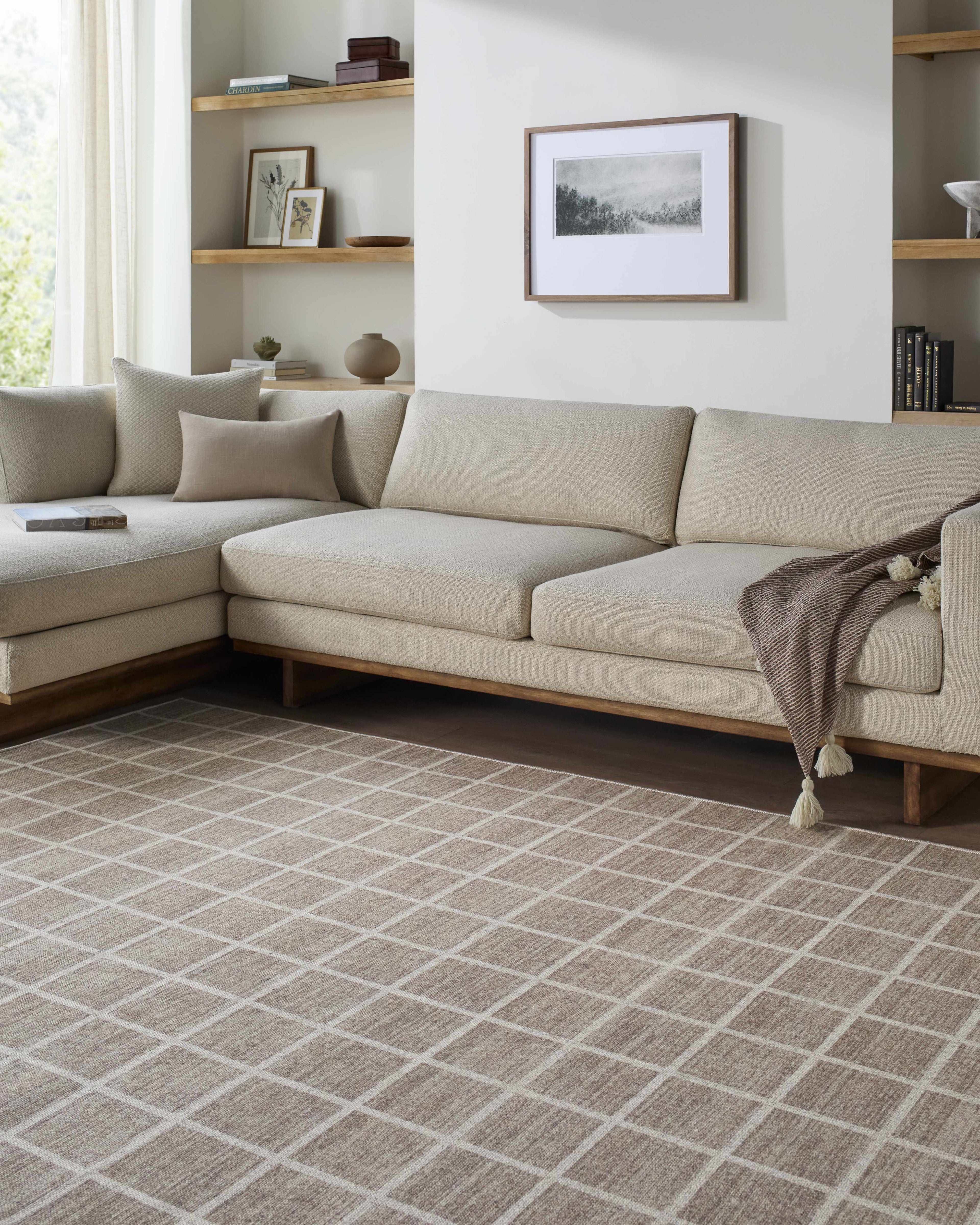 Anicet Checkered Washable Wool Area Rug