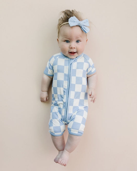 Shorty Romper | Blue Checkered