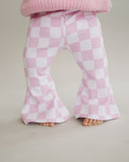 Checkered Flare Pants | Pink