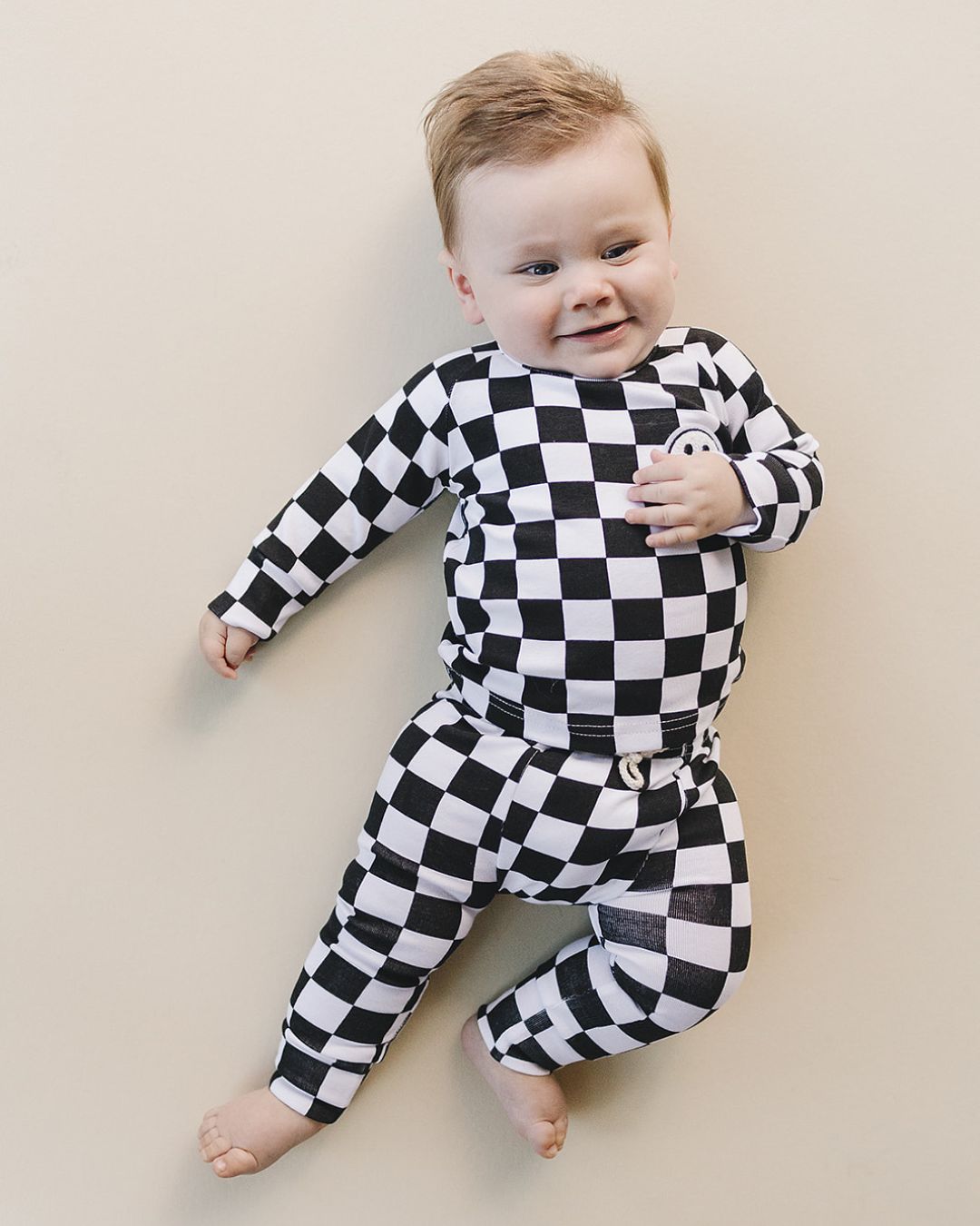 Checkered Black Smiley Lounge Set