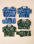Bamboo Zip Romper | Green Camo Bolts