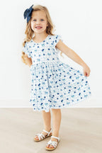 Berry Cute Flutter Sleeve Twirl Dress