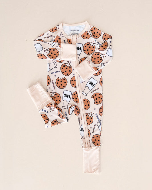 Milk & Cookies Bamboo Zip Romper