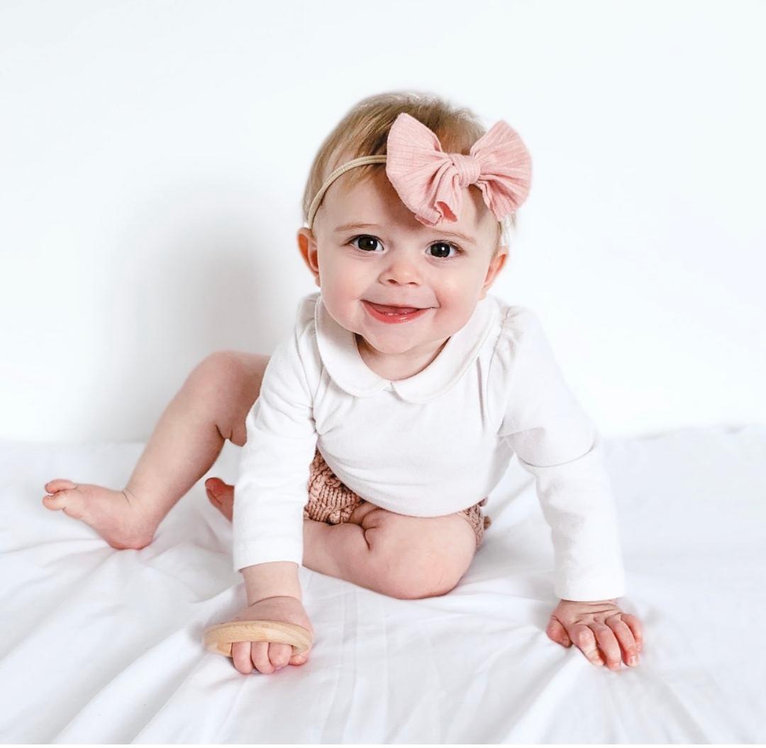 Blush Ribbed Bow