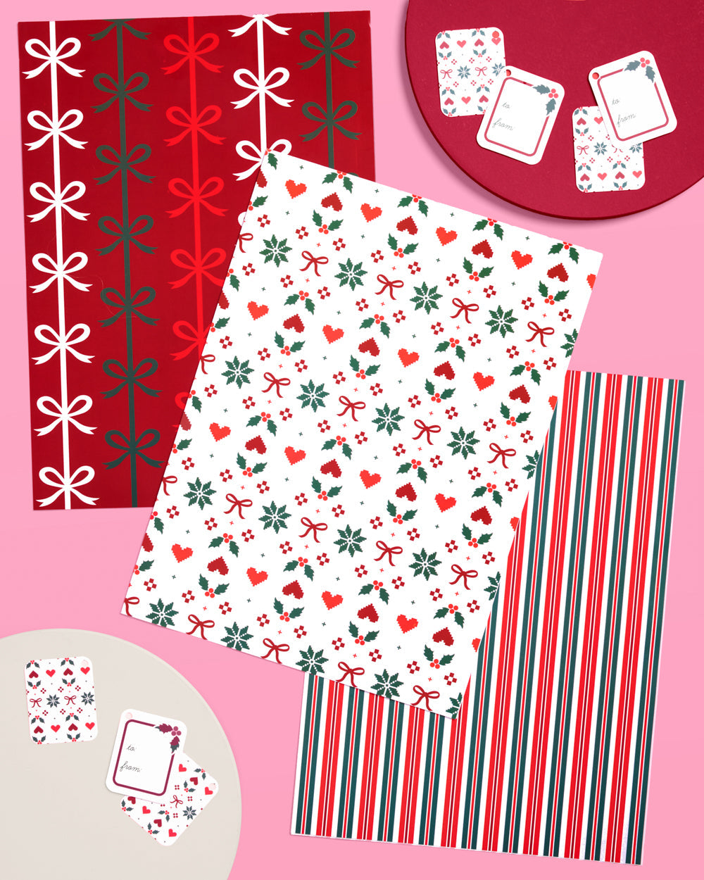 A Merry Mix Wrapping Paper Set - 12 sheets + 16 tags