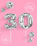 Thirty (30) Disco Topper - 6 pc mirrored cake toppers