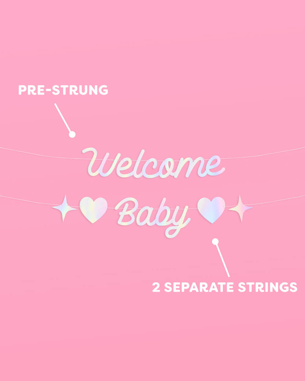 Welcome Baby Banner - iridescent foil banner