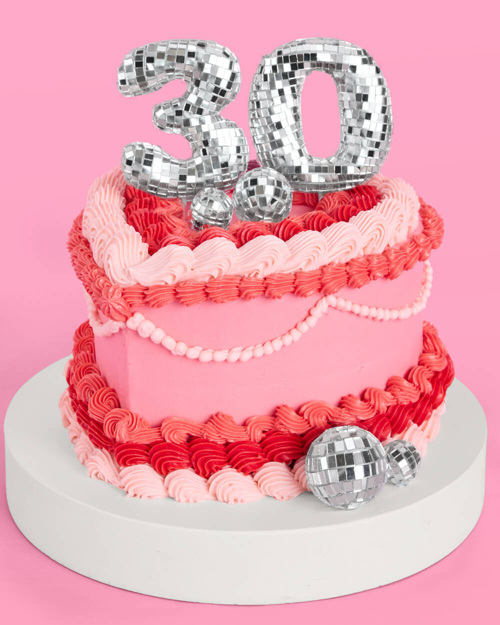 Thirty (30) Disco Topper - 6 pc mirrored cake toppers