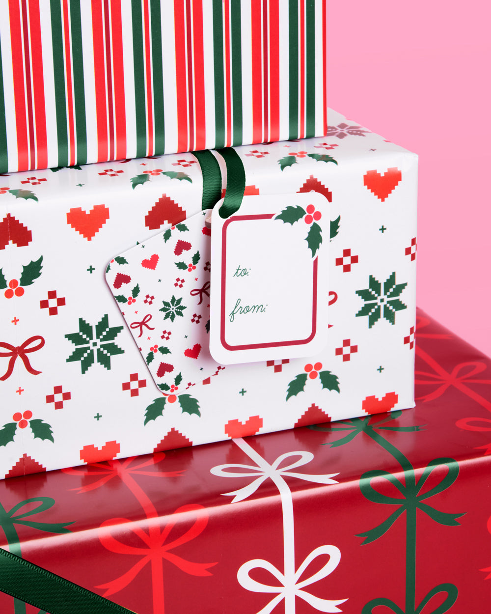 A Merry Mix Wrapping Paper Set - 12 sheets + 16 tags