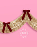Golden Bow Fringe - layered fringe + velvet bows