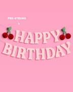 Cherry Bday Banner - 3D glitter banner