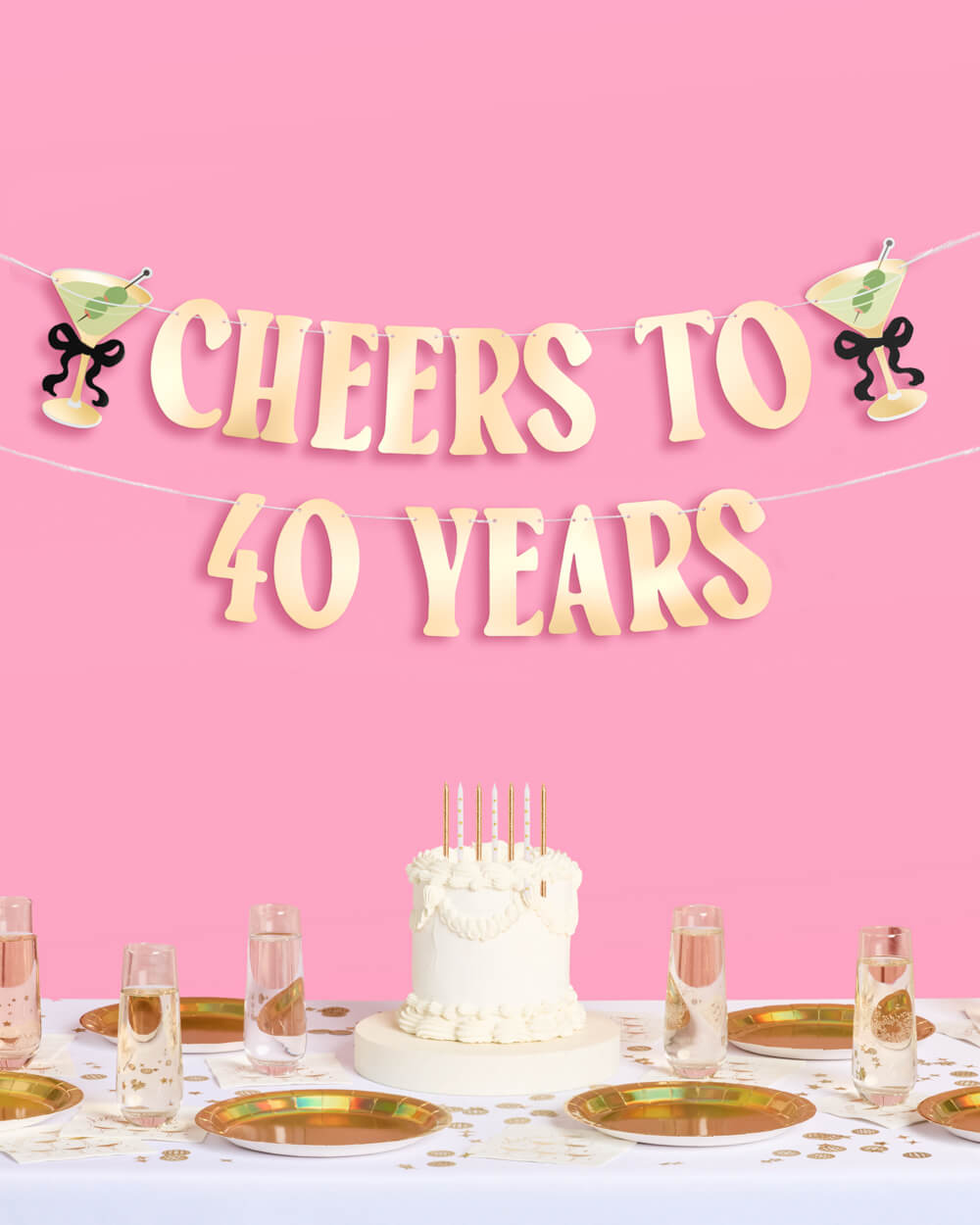 40th Bday Bundle - tats, banner, + straw