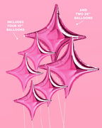 Pink Sparkle Balloon - 6 pc pink foil set