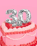 Thirty (30) Disco Topper - 6 pc mirrored cake toppers