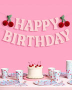 Cherry Bday Banner - 3D glitter banner