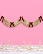 Golden Bow Fringe - layered fringe + velvet bows