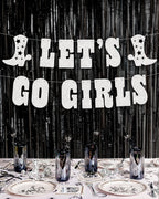 Let's Go Girls Banner - silver glitter banner