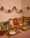Golden Bow Fringe - layered fringe + velvet bows